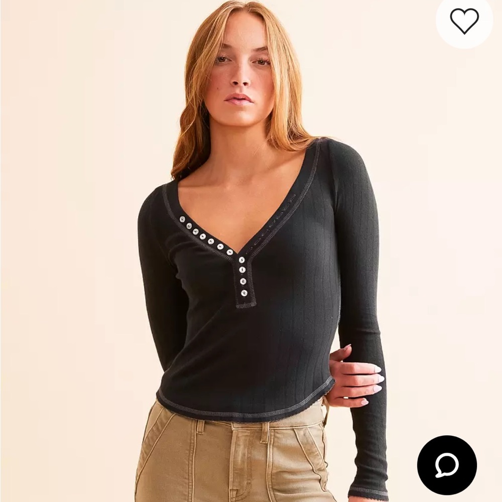 Free People Coffee Chat Henley NWT - Picture 2 of 7